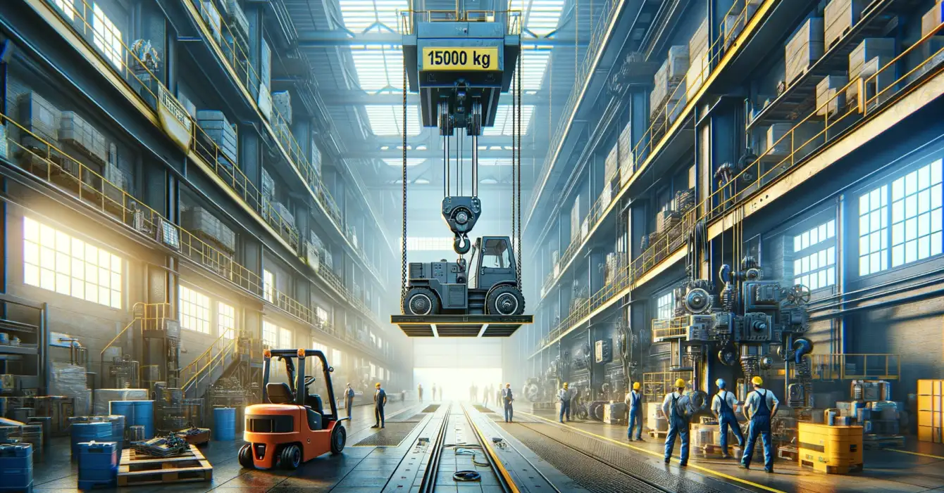 DALL·E-2024-03-18-13.28.20-Create-a-professional-and-realistic-horizontal-rectangular-image-depicting-an-industrial-setting-where-a-1500-kg-hoist-is-being-used-to-lift-heavy-mac